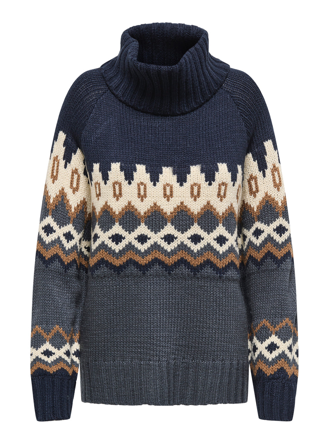 Only Chunky Fairisle Roll Neck Knitted Jumper in Navy