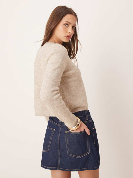JDY Chloe Crew Neck Cardigan In Beige