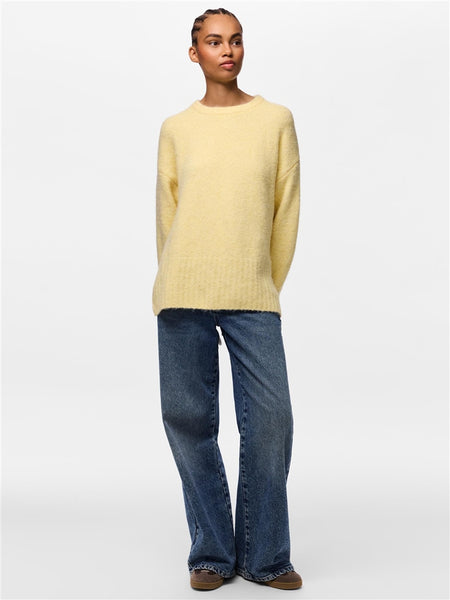 Pieces Oversized Long Sleeve Fluffy Knit Jumper In French Vanilla