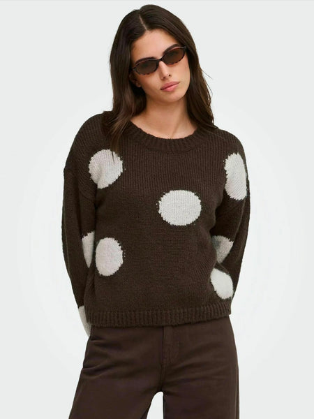 Only Polka Dot Knit Jumper In Brown