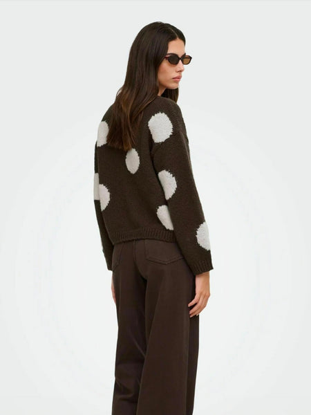 Only Polka Dot Knit Jumper In Brown