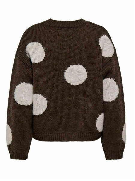 Only Polka Dot Knit Jumper In Brown