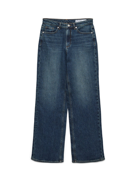 VM Tessa High Waist Wide Leg Jeans In Mid Blue