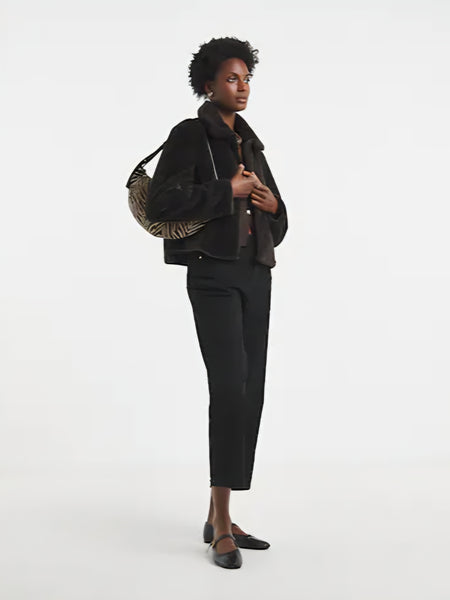 JDY Faux Fur Collared Teddy Jacket In Chocolate Brown