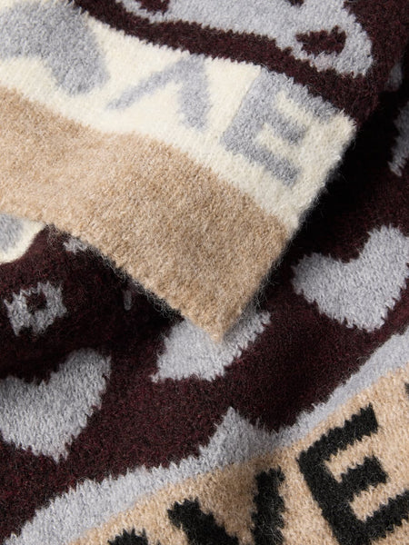 Pieces Love & Peace Knitted Scarf In Multi