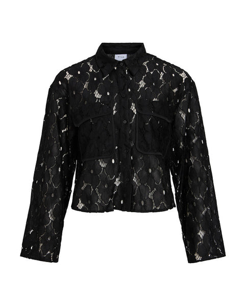 Vila Black Long Sleeve Lace Shirt