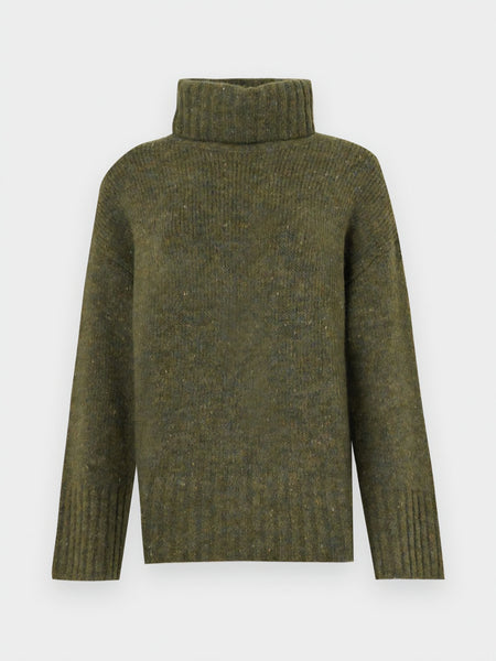 VM Oversized Rollneck Knit Jumper In Green