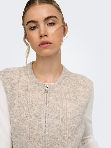 Only Sleeveless Zip Front Knitted Waistcoat