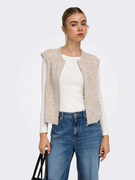 Only Sleeveless Zip Front Knitted Waistcoat