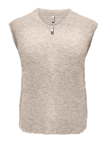 Only Sleeveless Zip Front Knitted Waistcoat
