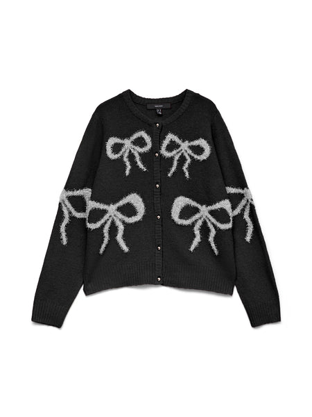 VM Sparkle Bow Knit Cardigan In Black
