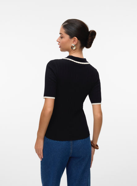 VM Contrast Stitch Polo Neck