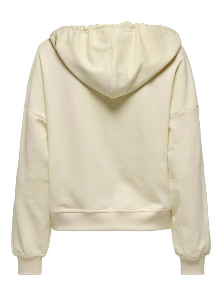 Only V Neck Basic Hoodie in Cream