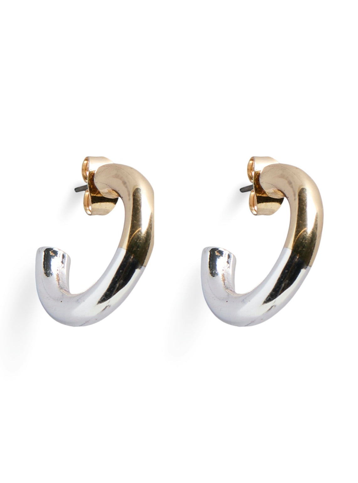 Pieces 2 Tone Hoop Earrings