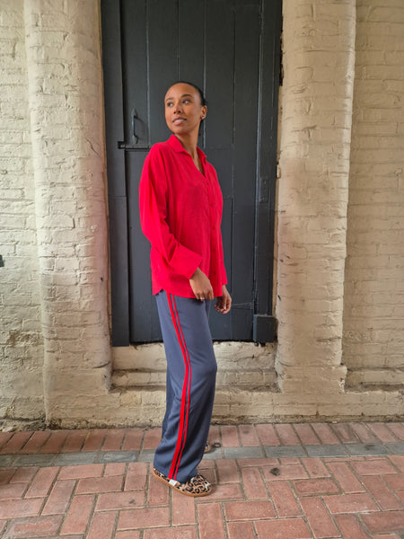 Only High Waist Straight Leg Casual Trouser in Navy