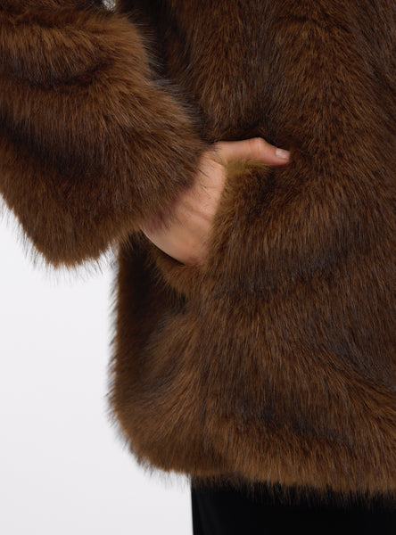 VM Premium Faux Fur Coat in Brown