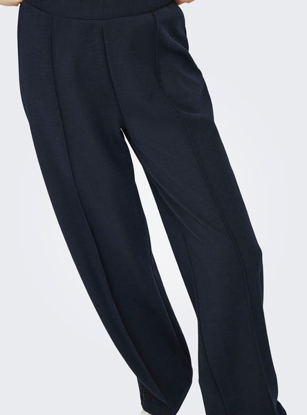 Only Wide Leg Seam Detail Trousers in Navy