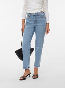 VM High Waist Straight Leg Ankle Grazer Jeans In Light Blue