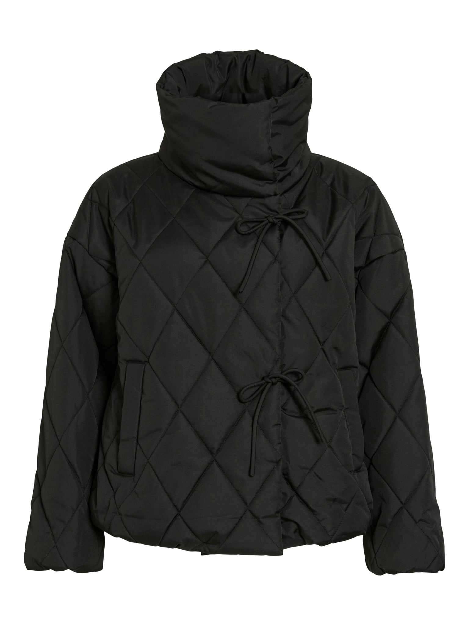 Vila Quilted Puffer Jacket in Black