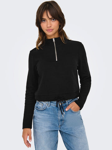 Only Zip Neck Soft Jumper In Black