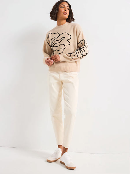JDY Embroidered Flower Knit Jumper
