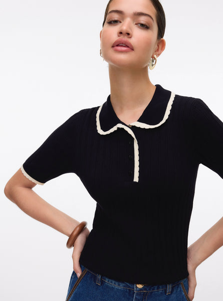 VM Contrast Stitch Polo Neck