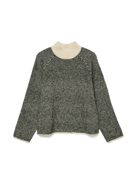 VM High Neck Check Print Knit Jumper