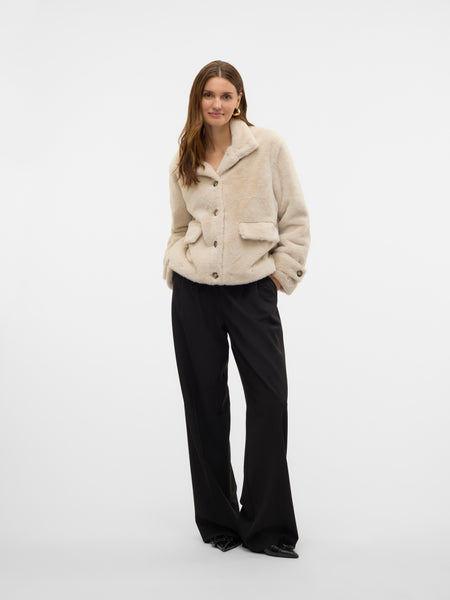VM Short Faux Fur Coat in Birch