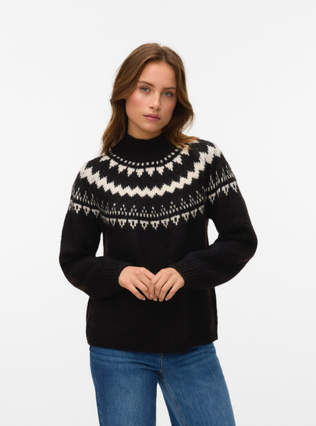 VM Fairisle High Neck Knit in Chocolate Torte