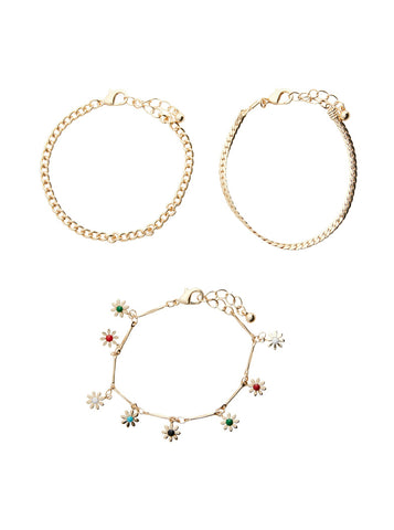 Pieces Dainty Flower 3 Pack Bracelets