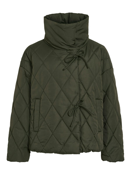 Vila Quilted Puffer Jacket in Khaki