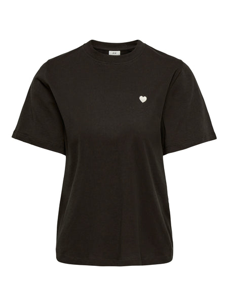 JDY Short Sleeve Heart Tshirt In Brown
