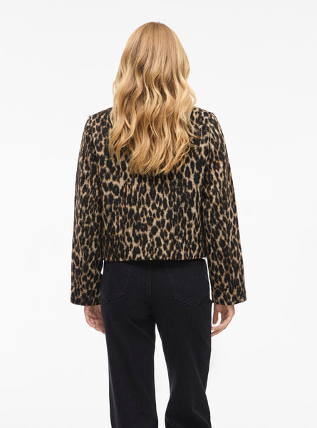Vila Leopard Button Front Brushed Jacket