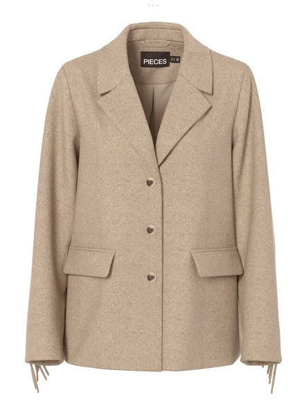 Pieces Tassel Detail Jacket in Oat