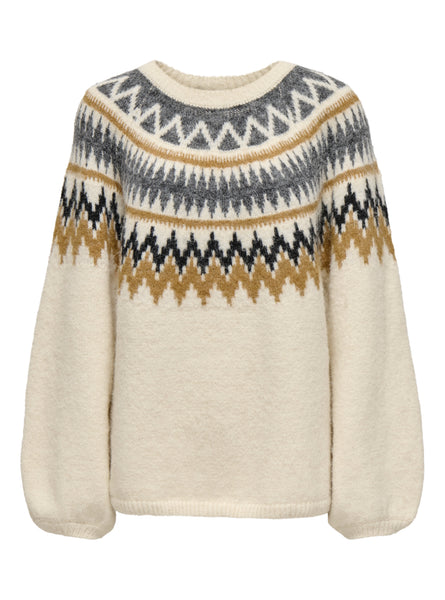 Only Patterned Round Neck Knitted Jumper