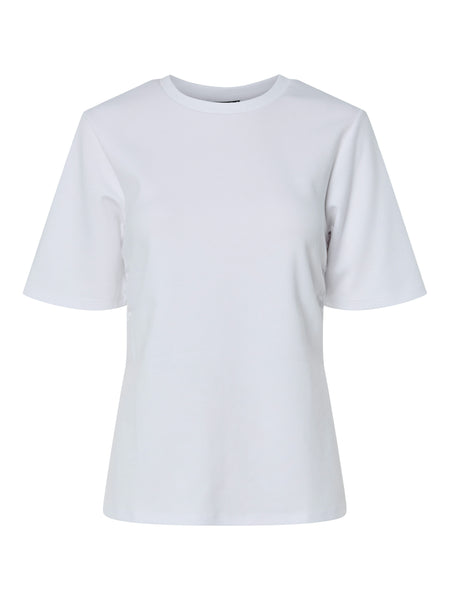 Pieces Ruched Side Split T-shirt in White