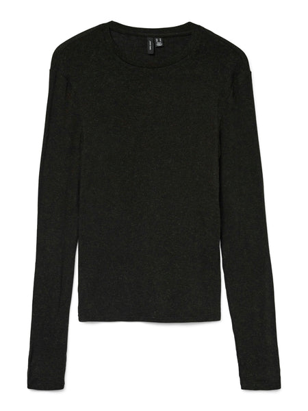 VM Round Neck Basic Long Sleeve Top In Black