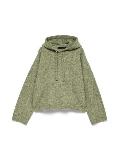 VM Long Sleeve Knit Hooded Pullover in Moss