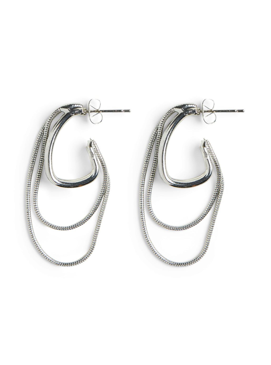 Pieces Silver Chain Hoop Earrings