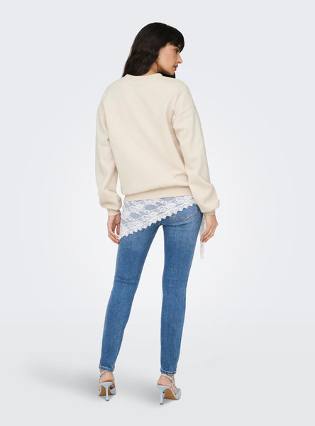 Only Embroidered Paris Round Neck Sweatshirt