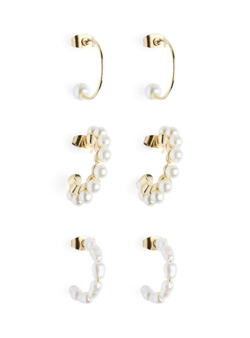 Pieces 3 Pack Pearl Hoop Earrings