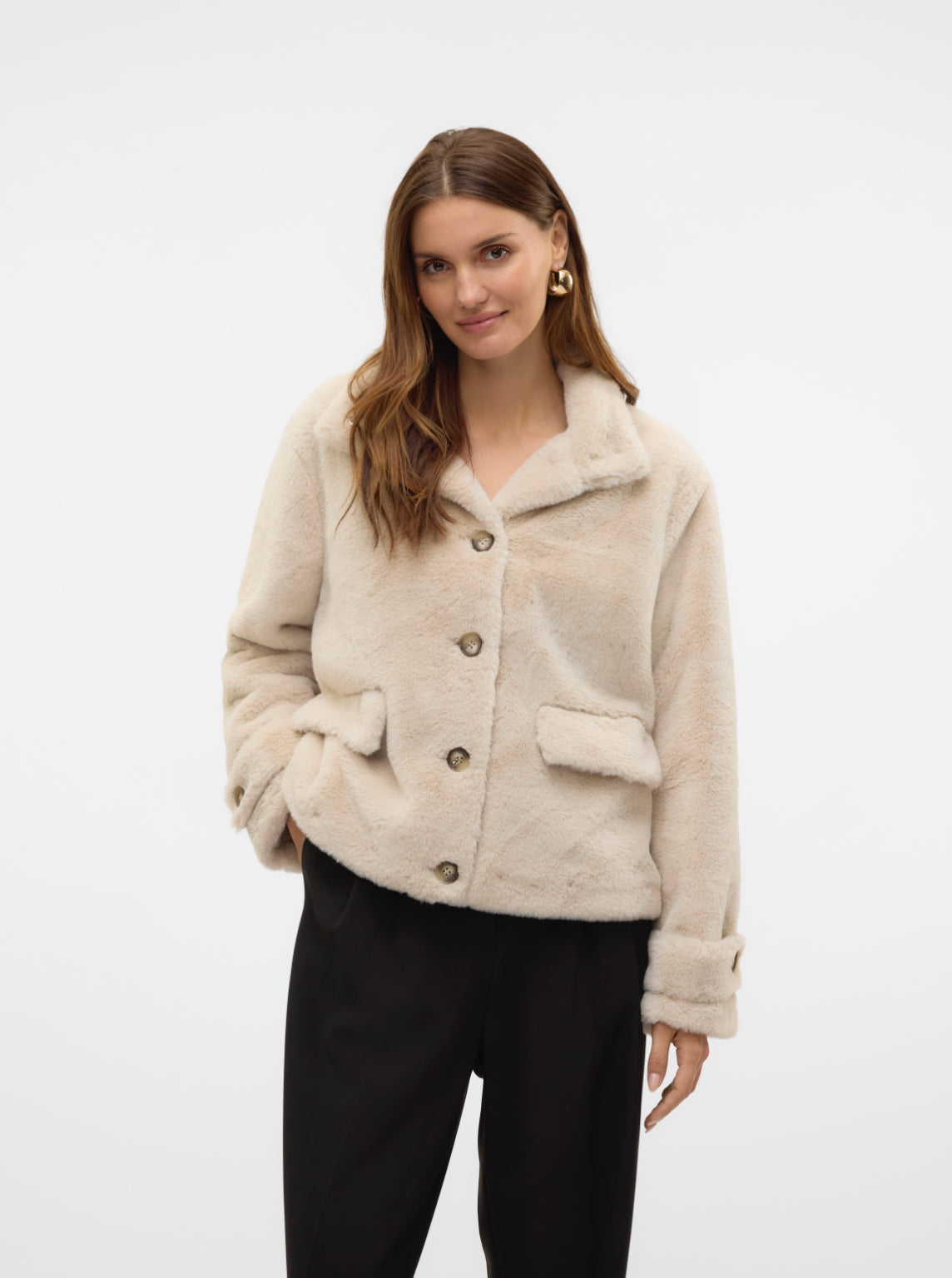 VM Short Faux Fur Coat in Birch