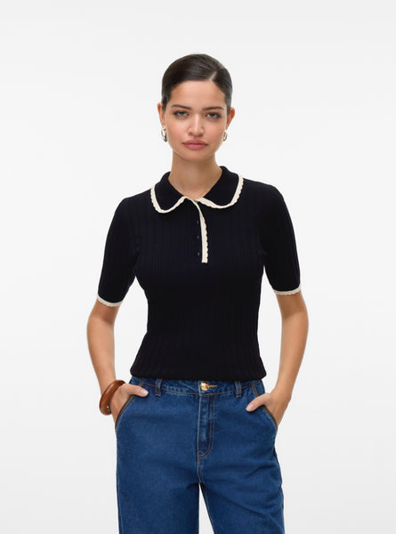 VM Contrast Stitch Polo Neck