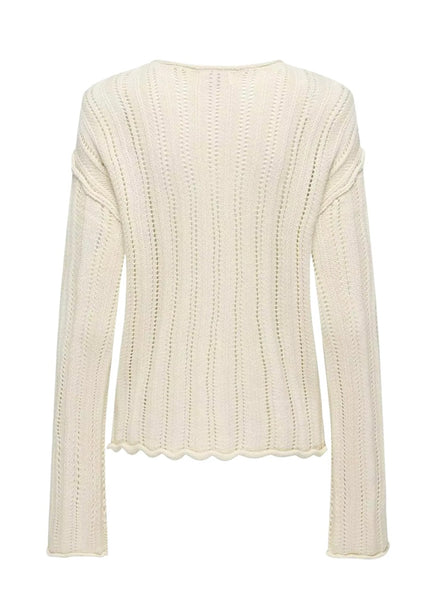 JDY Boat Neck Pullover Knit in Cloud