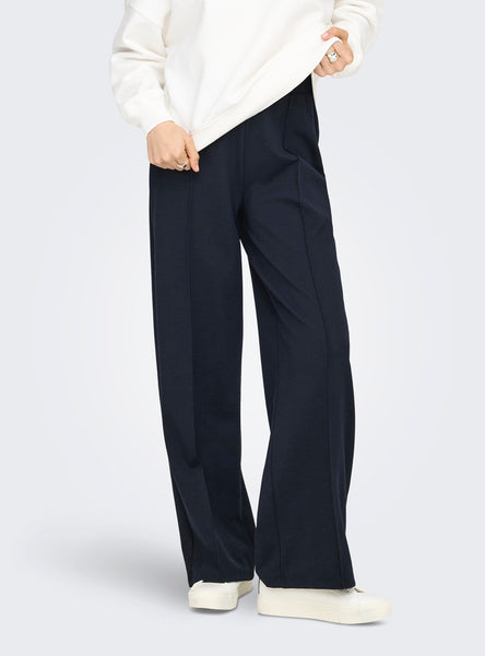 Only Wide Leg Seam Detail Trousers in Navy