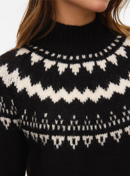 VM Fairisle High Neck Knit in Chocolate Torte