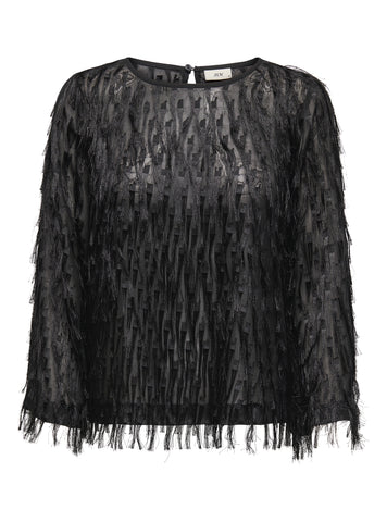 JDY Fringe Detail Shirt in Black