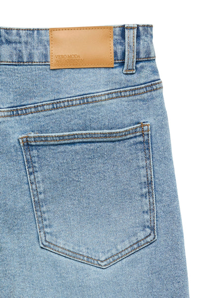 VM High Waist Straight Leg Ankle Grazer Jeans In Light Blue
