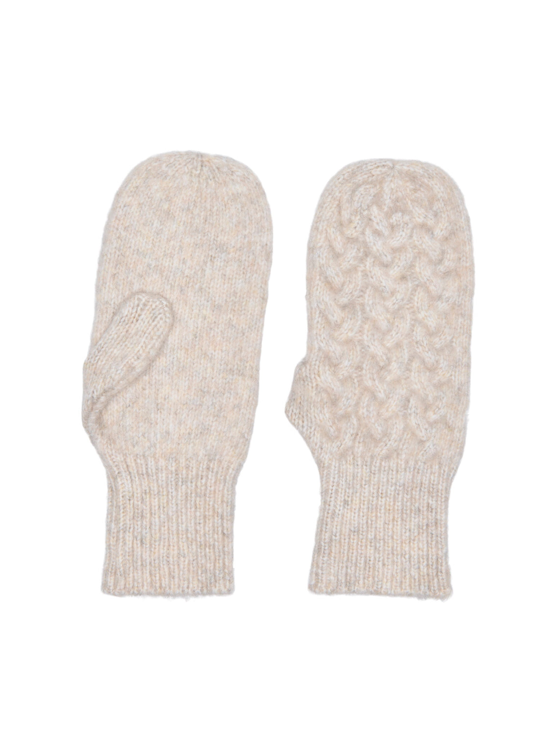 JDY Cable Knit Mittens in Oatmeal