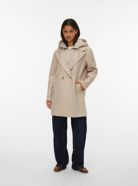 Vm 2 in 1 Mid Length Coat in Oatmeal